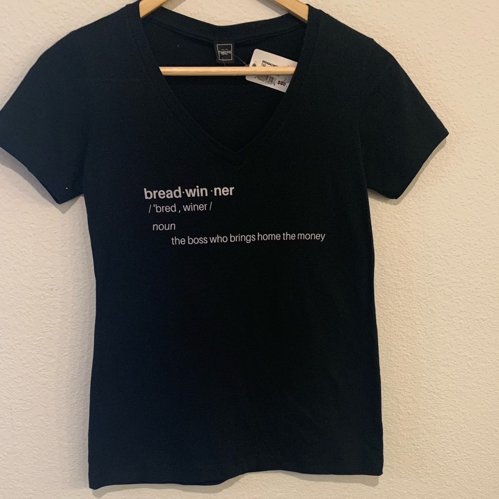 NWT “Bread-winner “ Black t-shirt